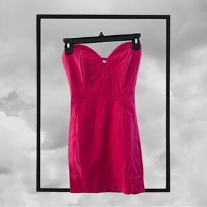 HOT PINK STRAPLESS DRESS BY POETRY, SMALL‎